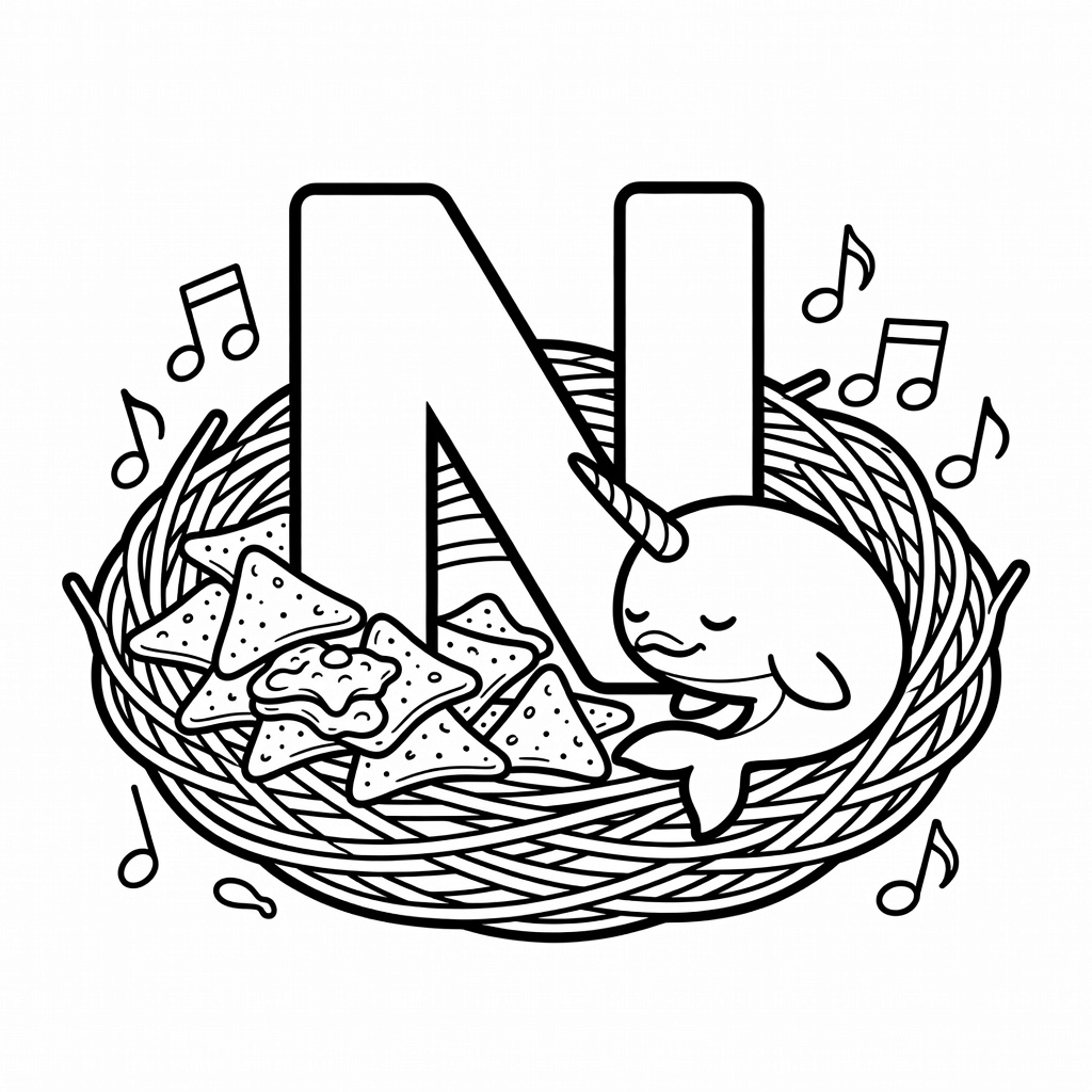 Letter N coloring page