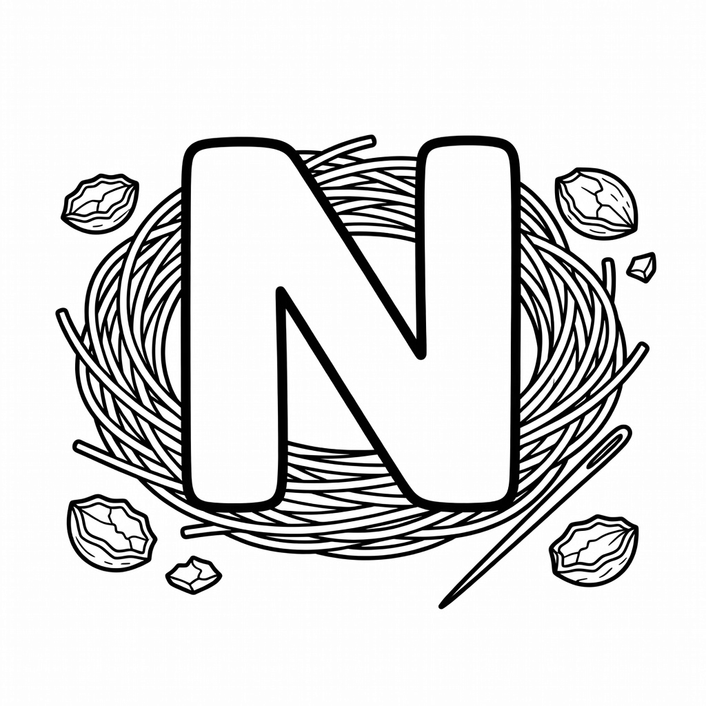 Letter N coloring page