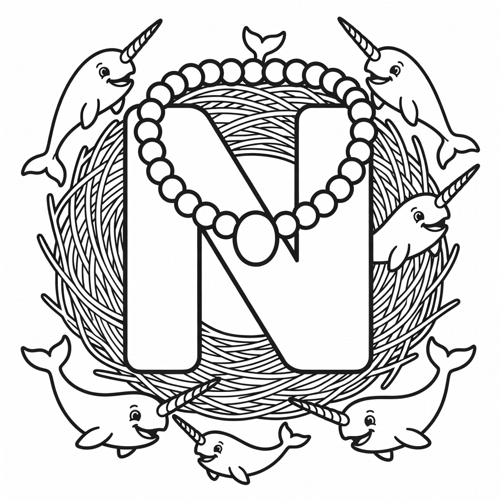 Letter N coloring page