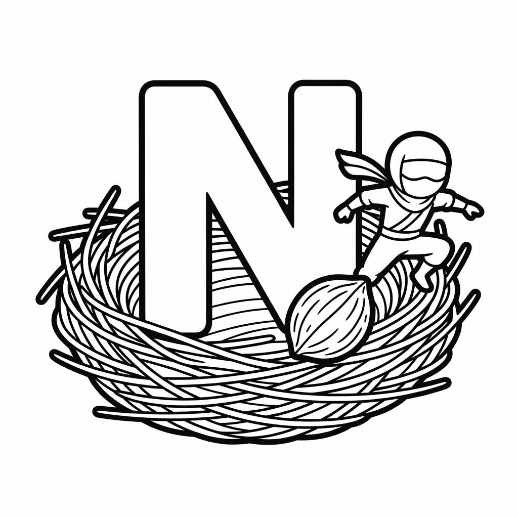 Letter N coloring page