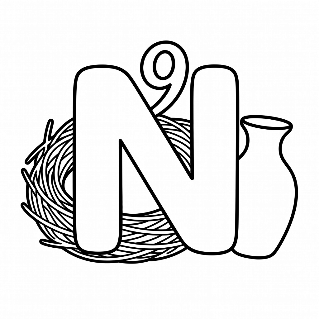 Letter N coloring page