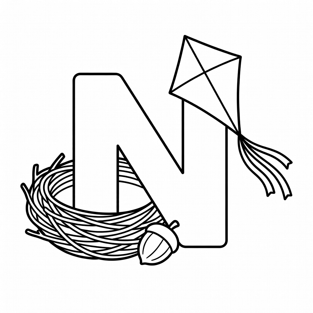Letter N coloring page
