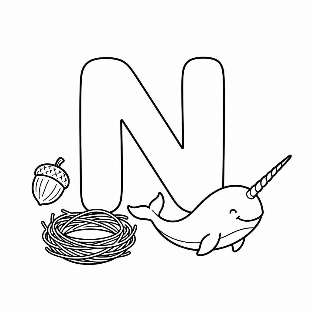 Letter N coloring page