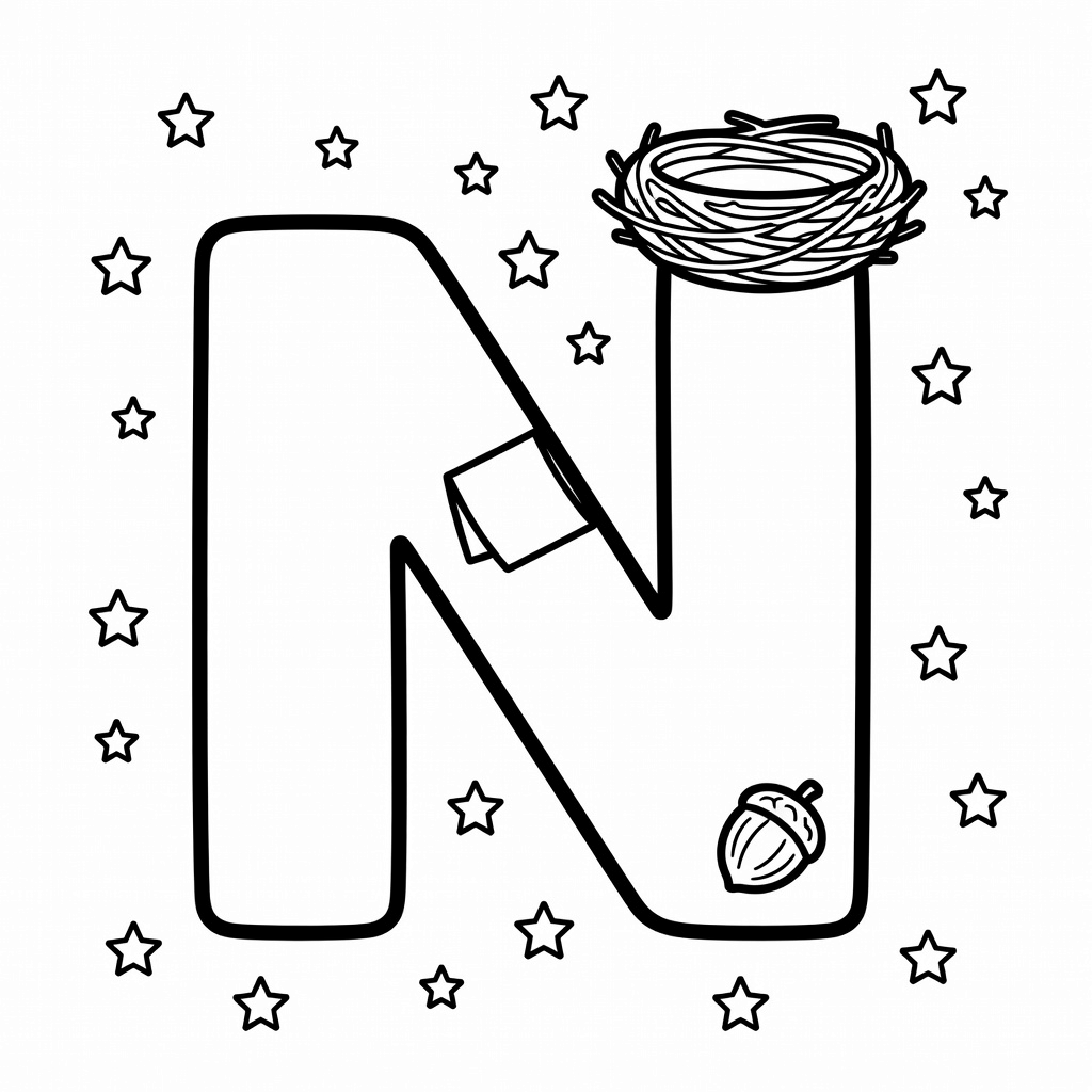Letter N coloring page