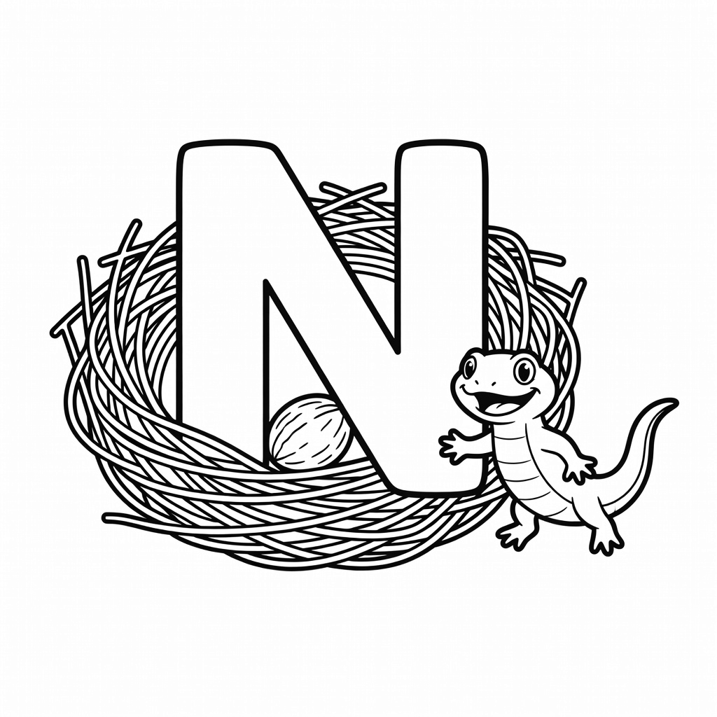 Letter N coloring page