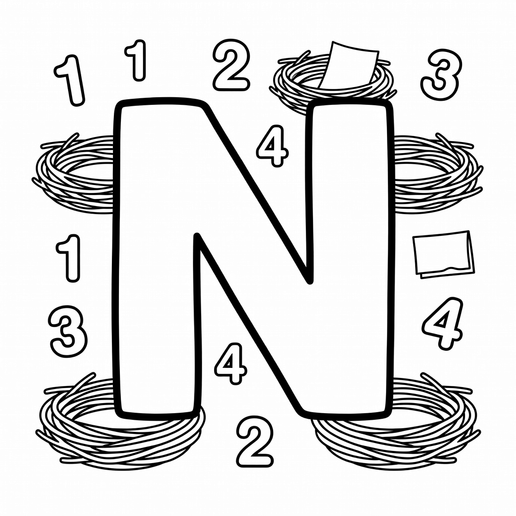 Letter N coloring page