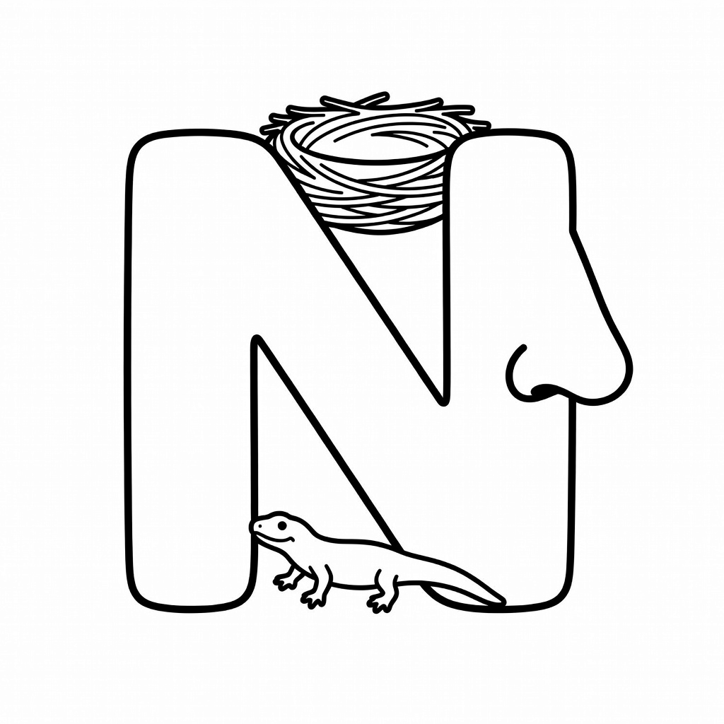 Letter N coloring page
