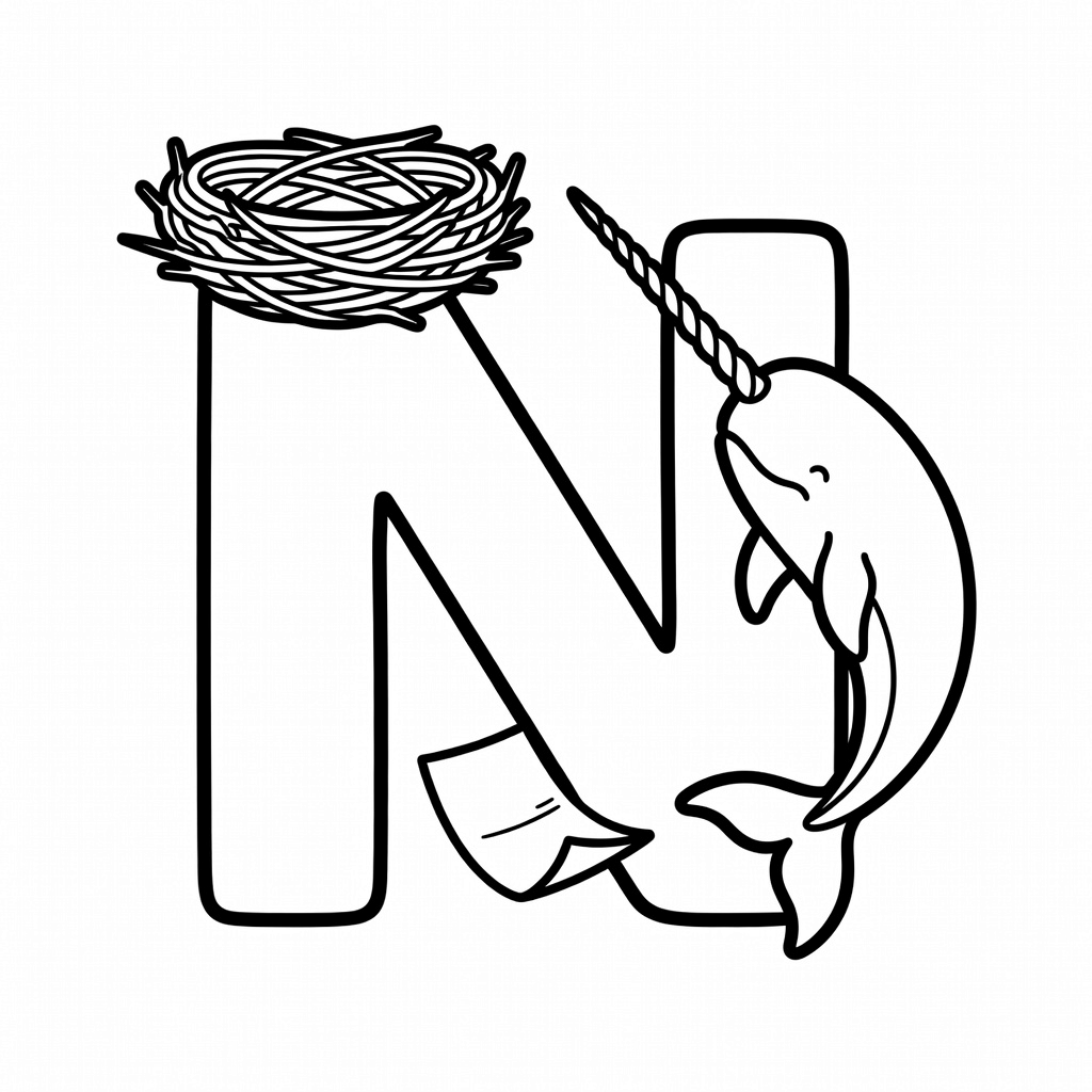Letter N coloring page
