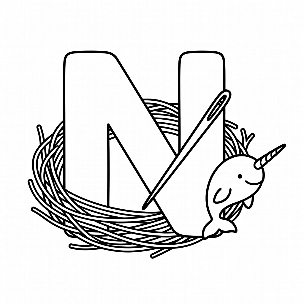 Letter N coloring page