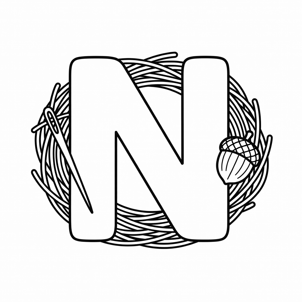 Letter N coloring page