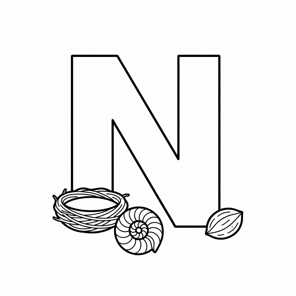 Letter N coloring page