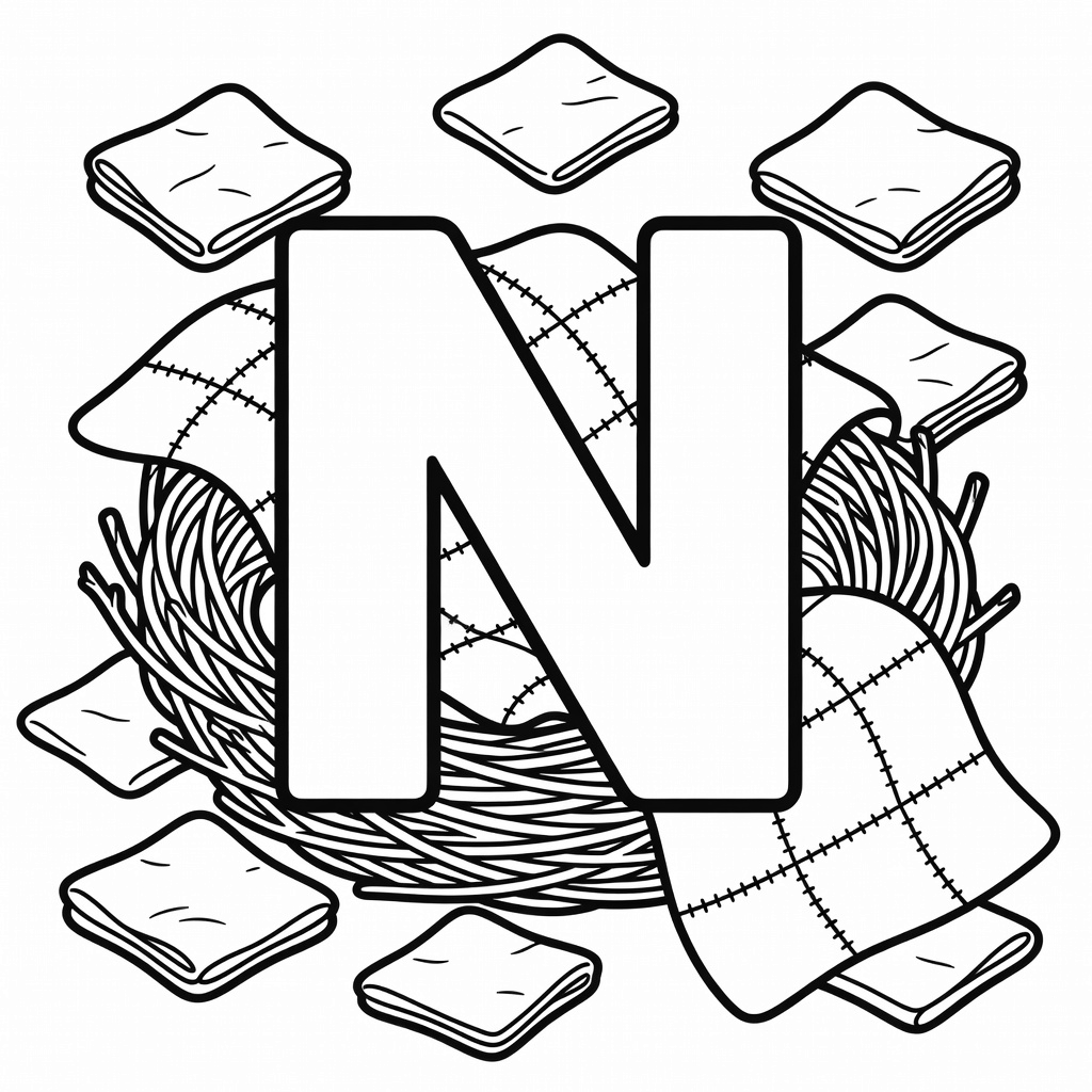 Letter N coloring page