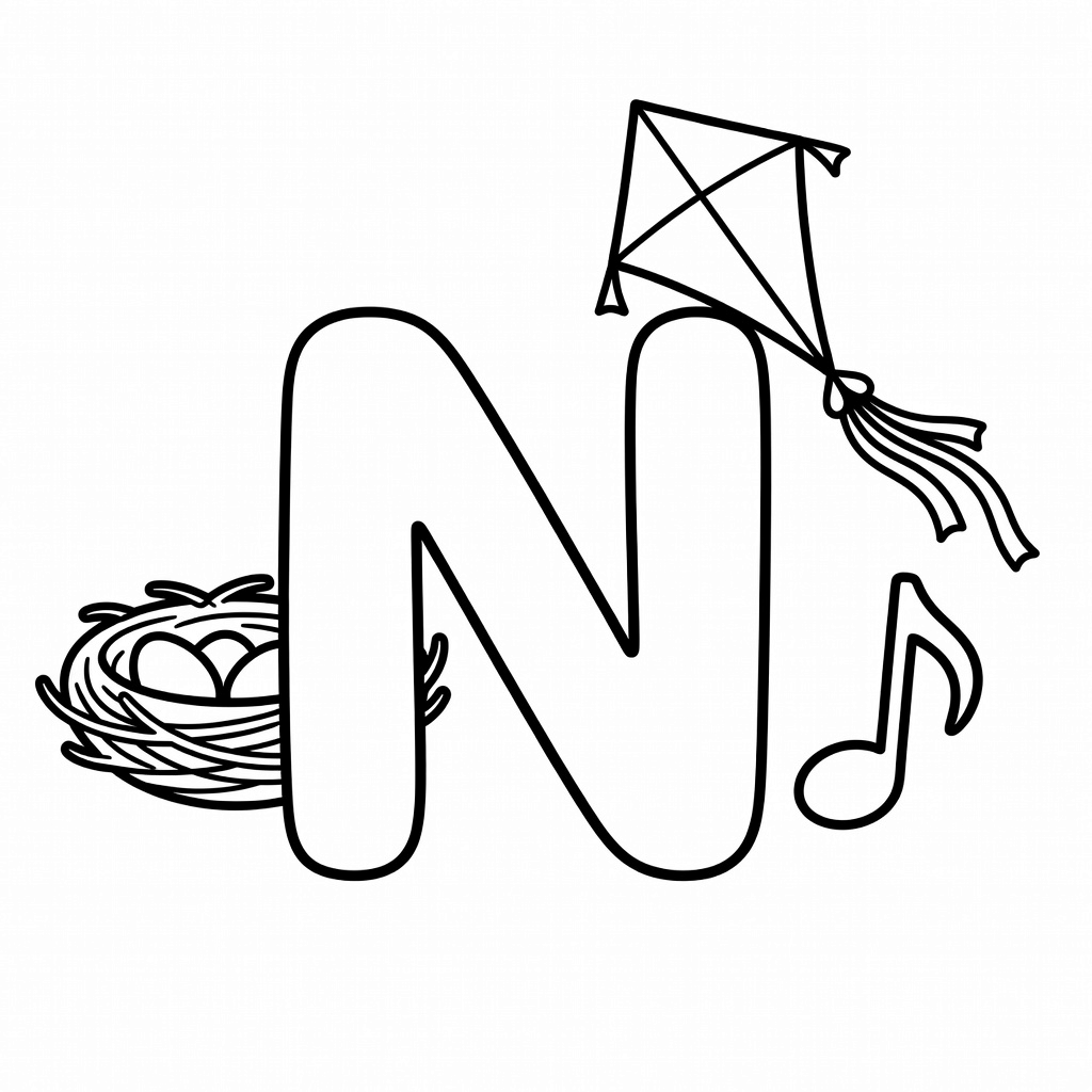 Letter N coloring page