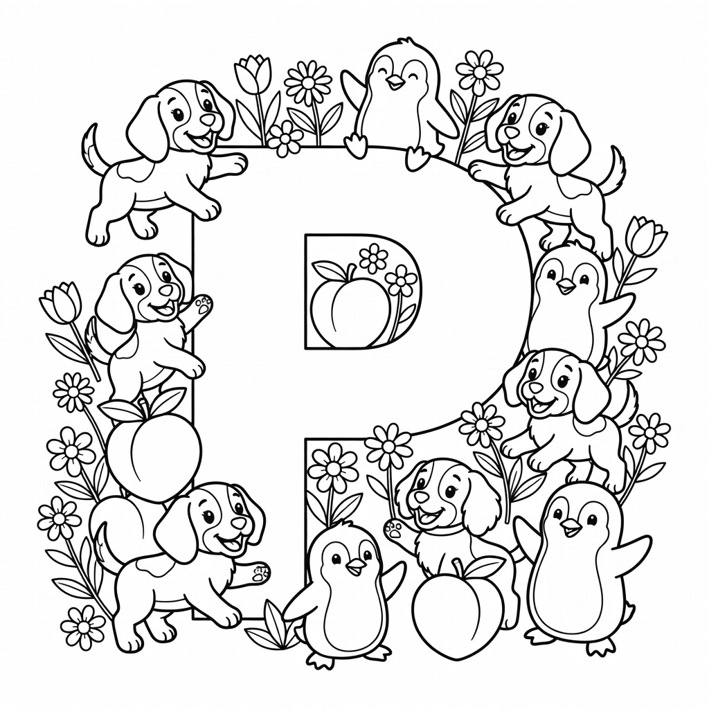 Letter P coloring page