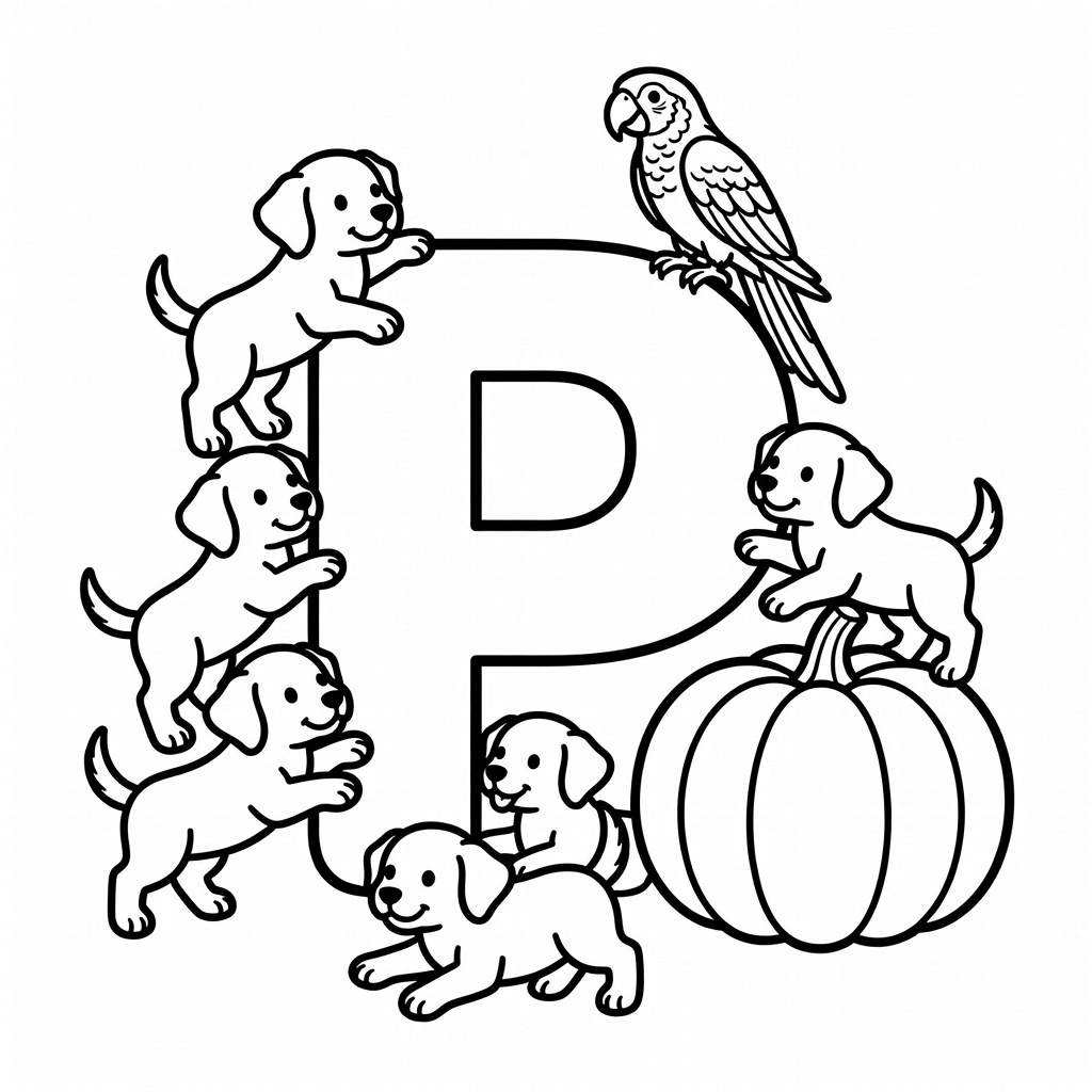 Letter P coloring page