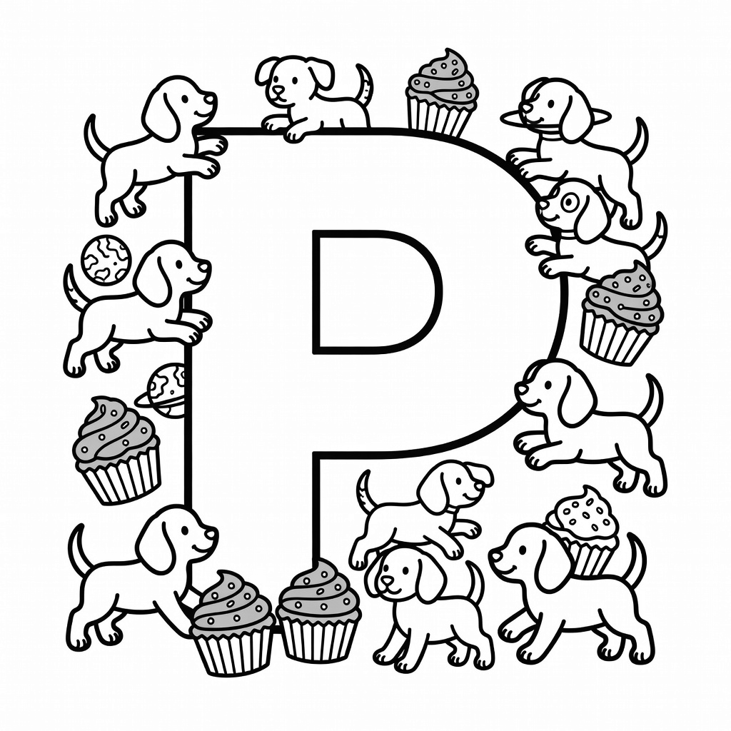 Letter P coloring page