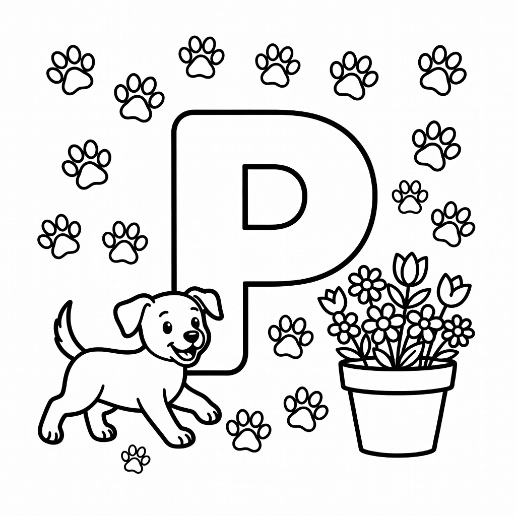 Letter P coloring page