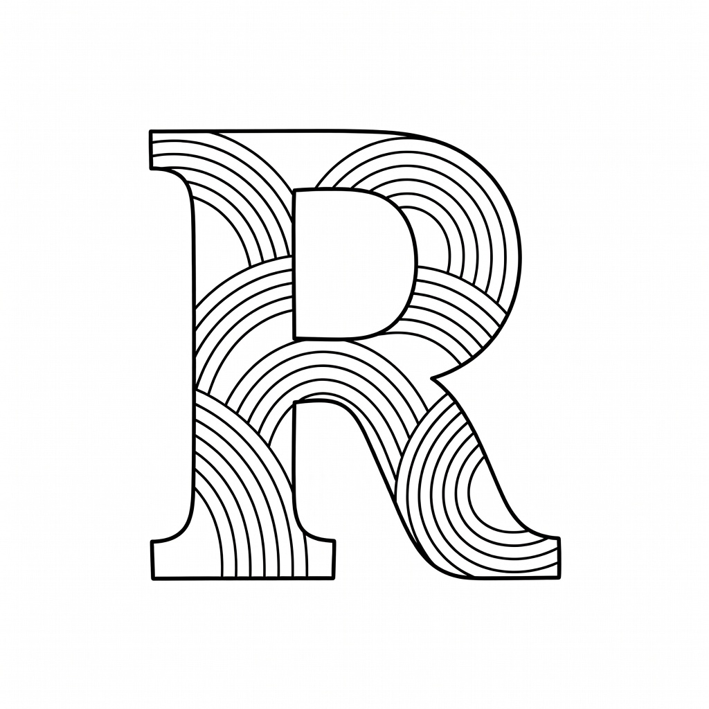 Letter R coloring page