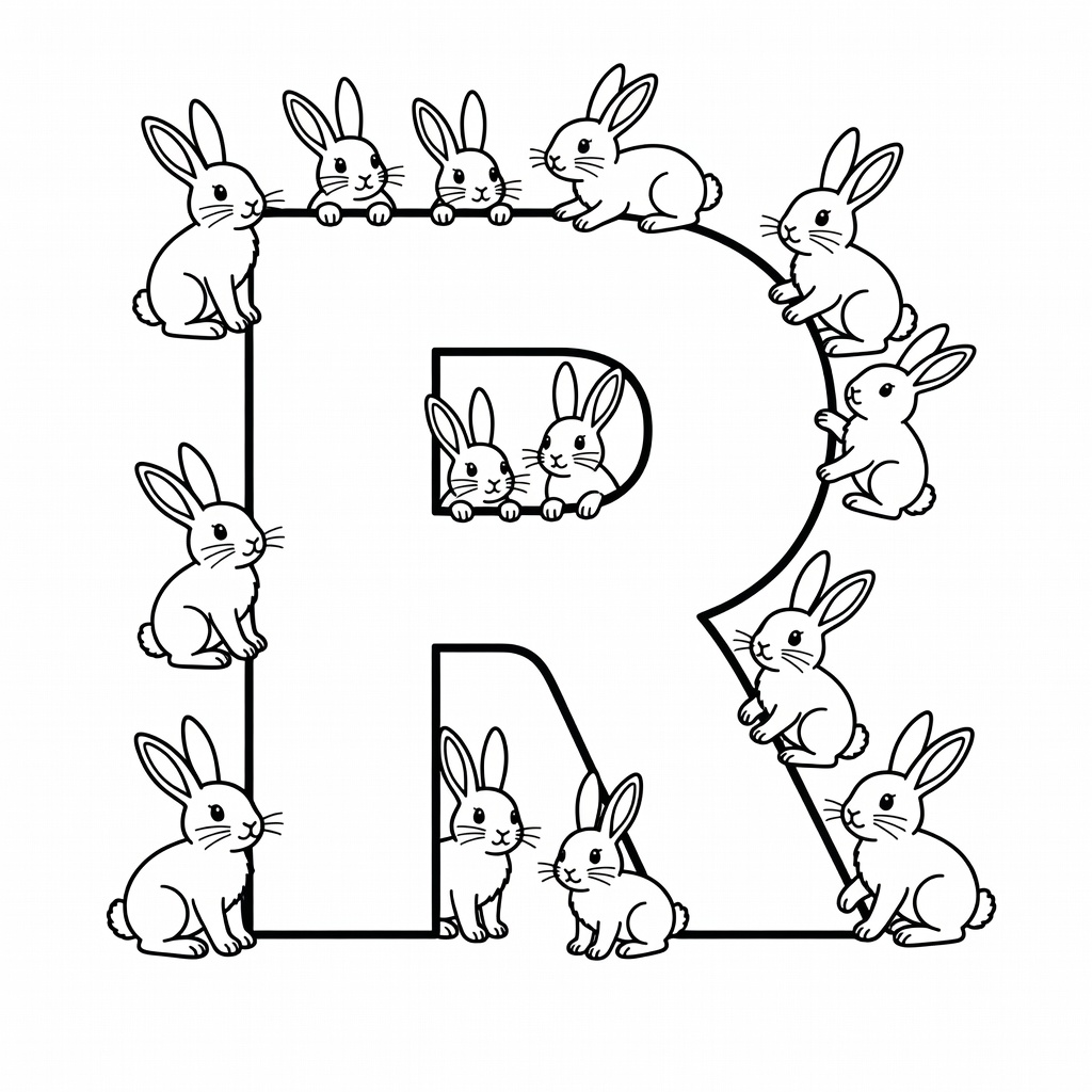 Letter R coloring page