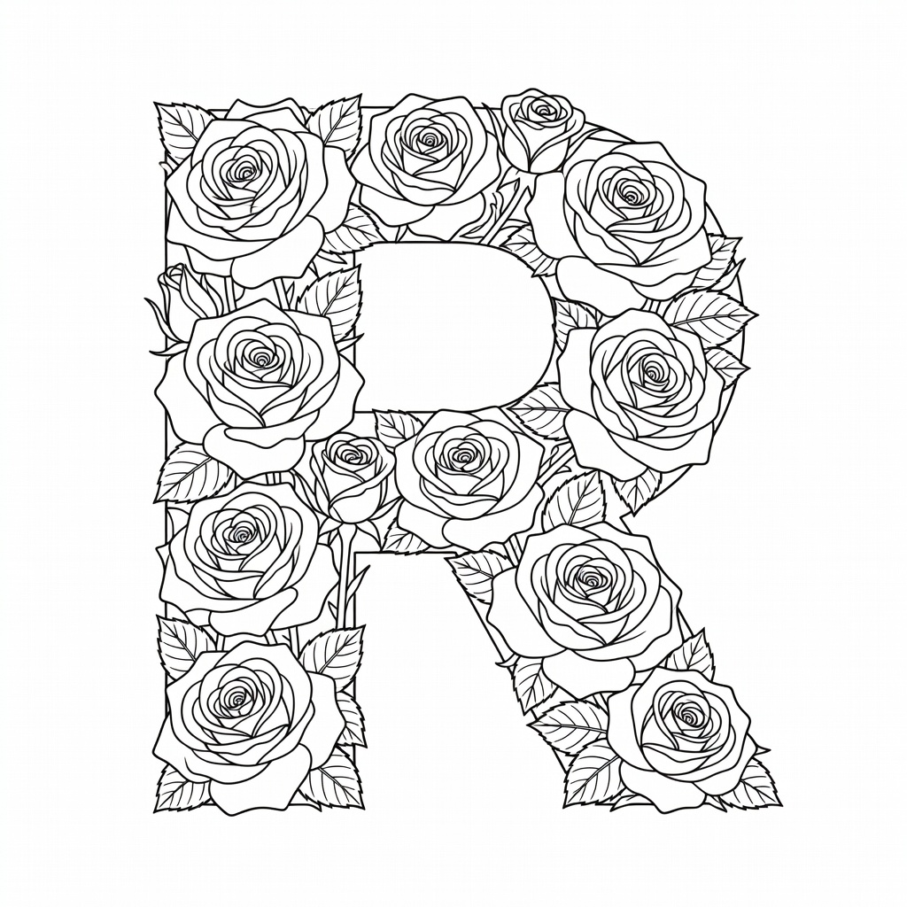 Letter R coloring page