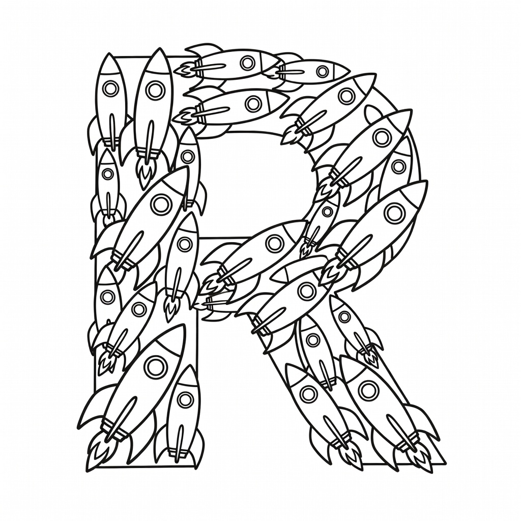 Letter R coloring page