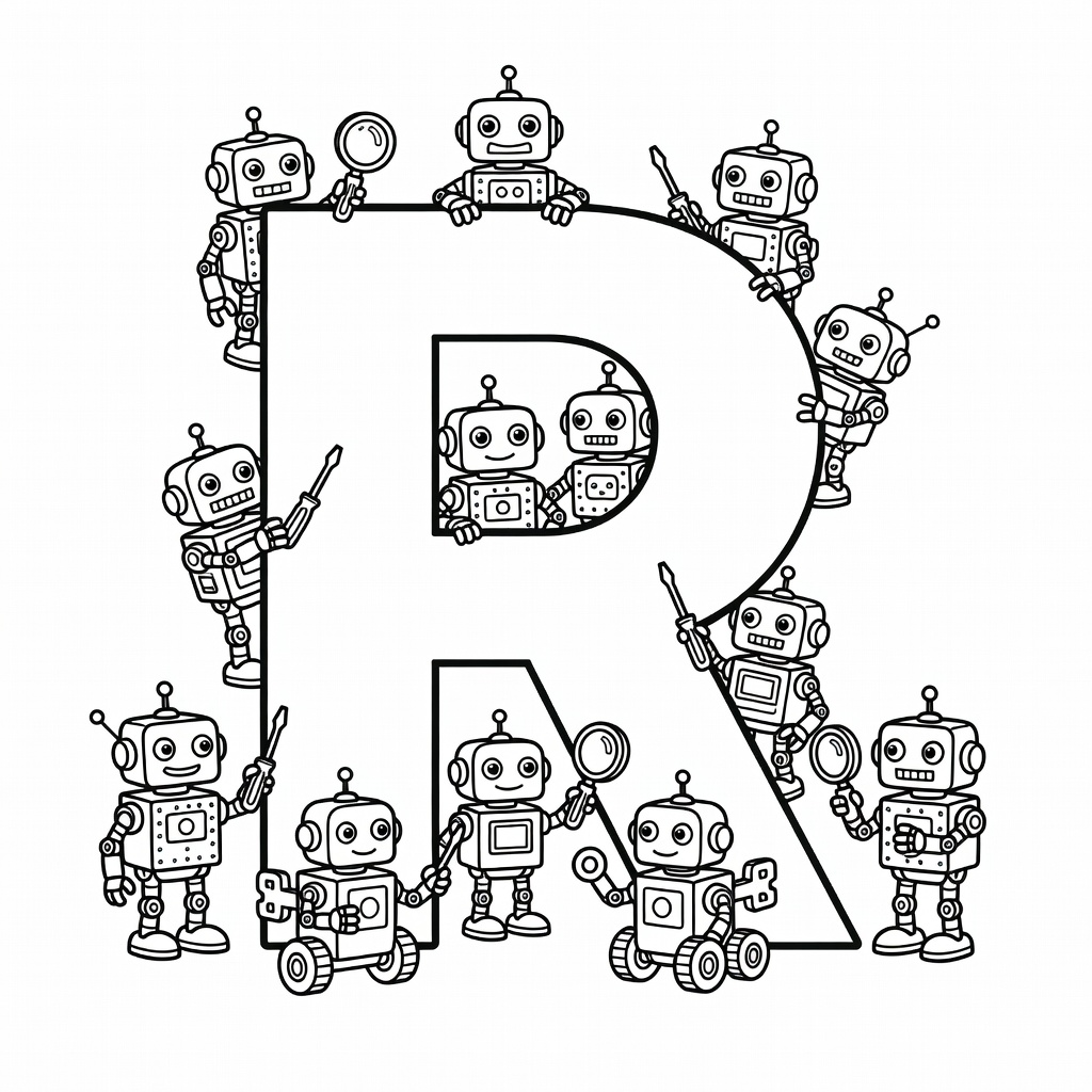 Letter R coloring page