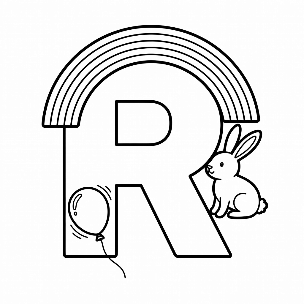 Letter R coloring page