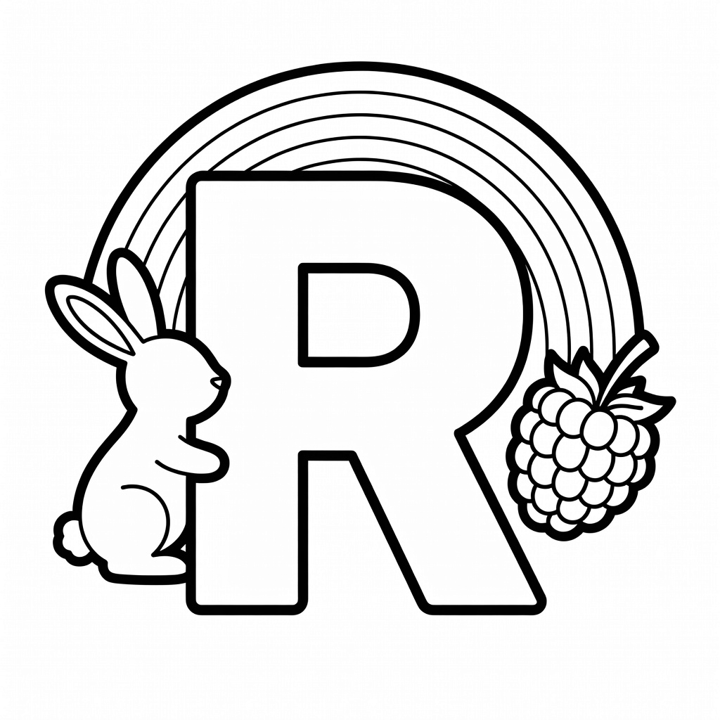 Letter R coloring page