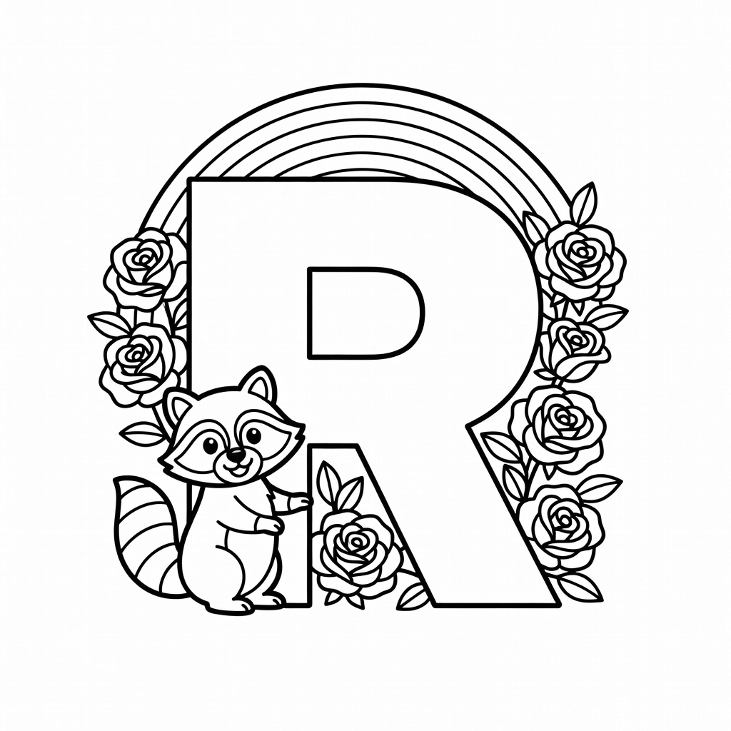 Letter R coloring page
