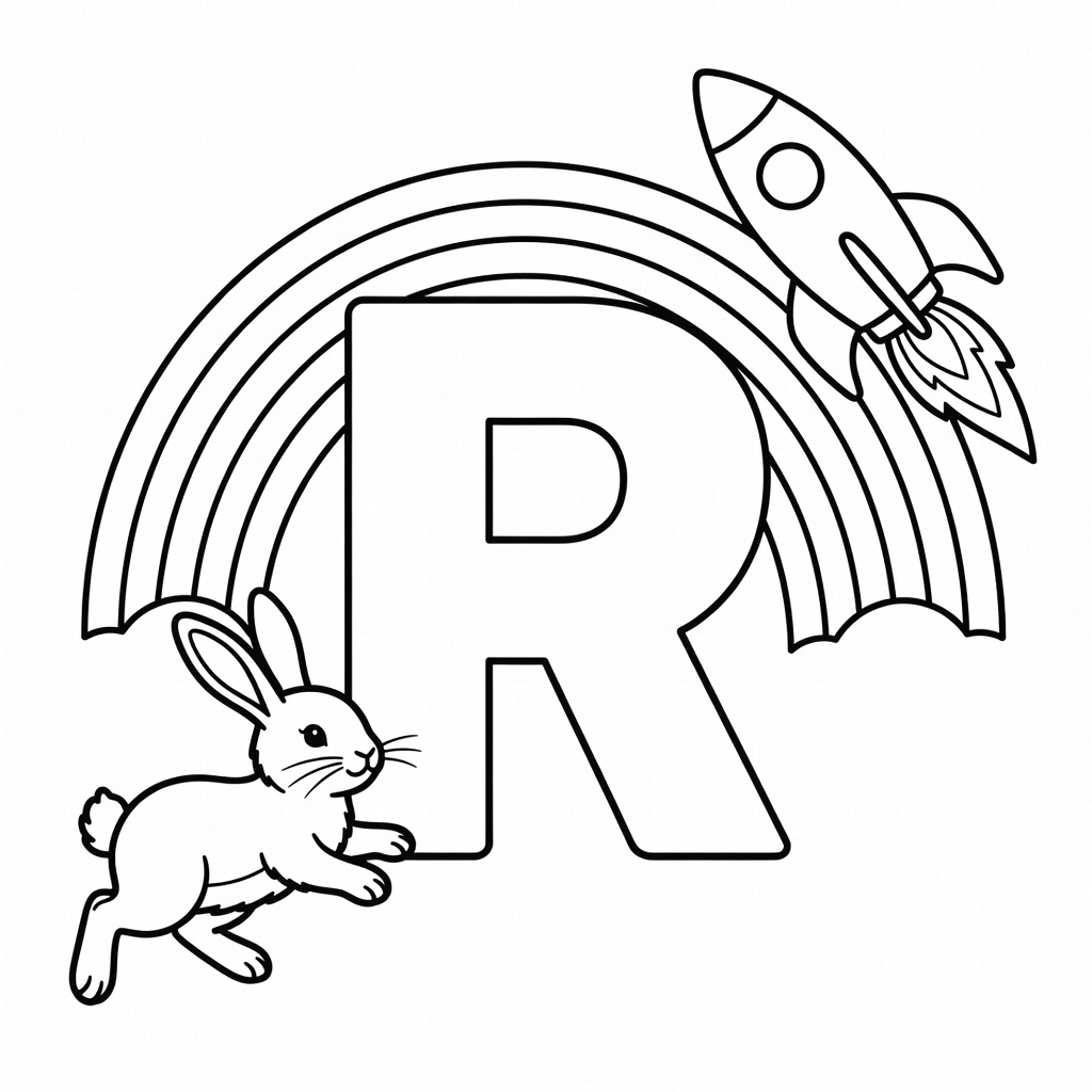 Letter R coloring page