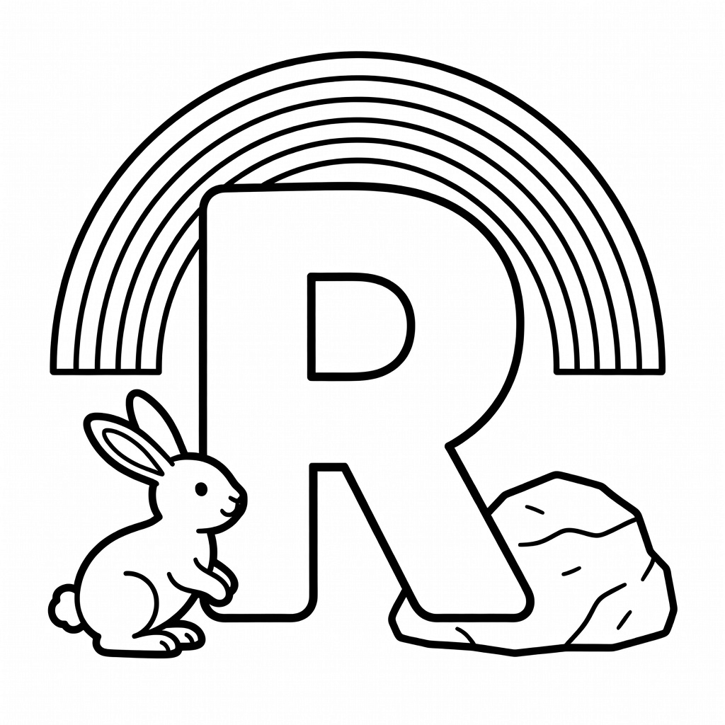 Letter R coloring page