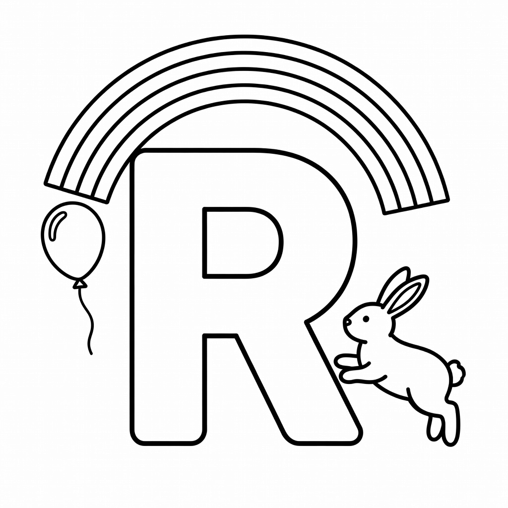 Letter R coloring page