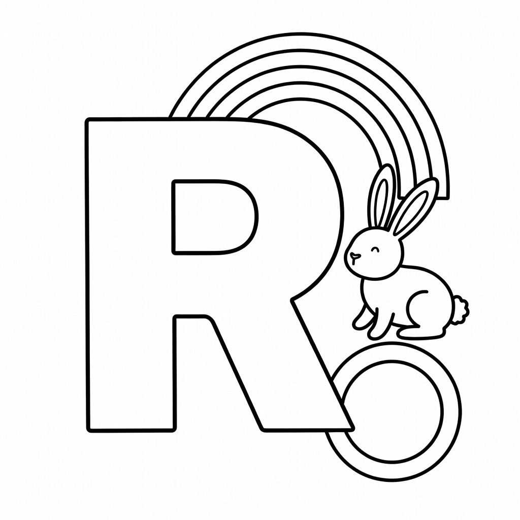 Letter R coloring page