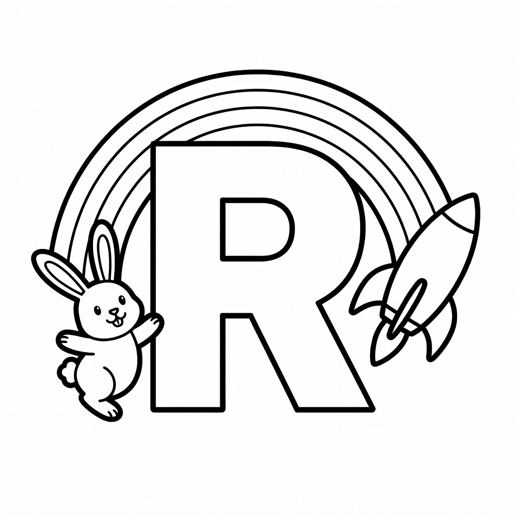 Letter R coloring page