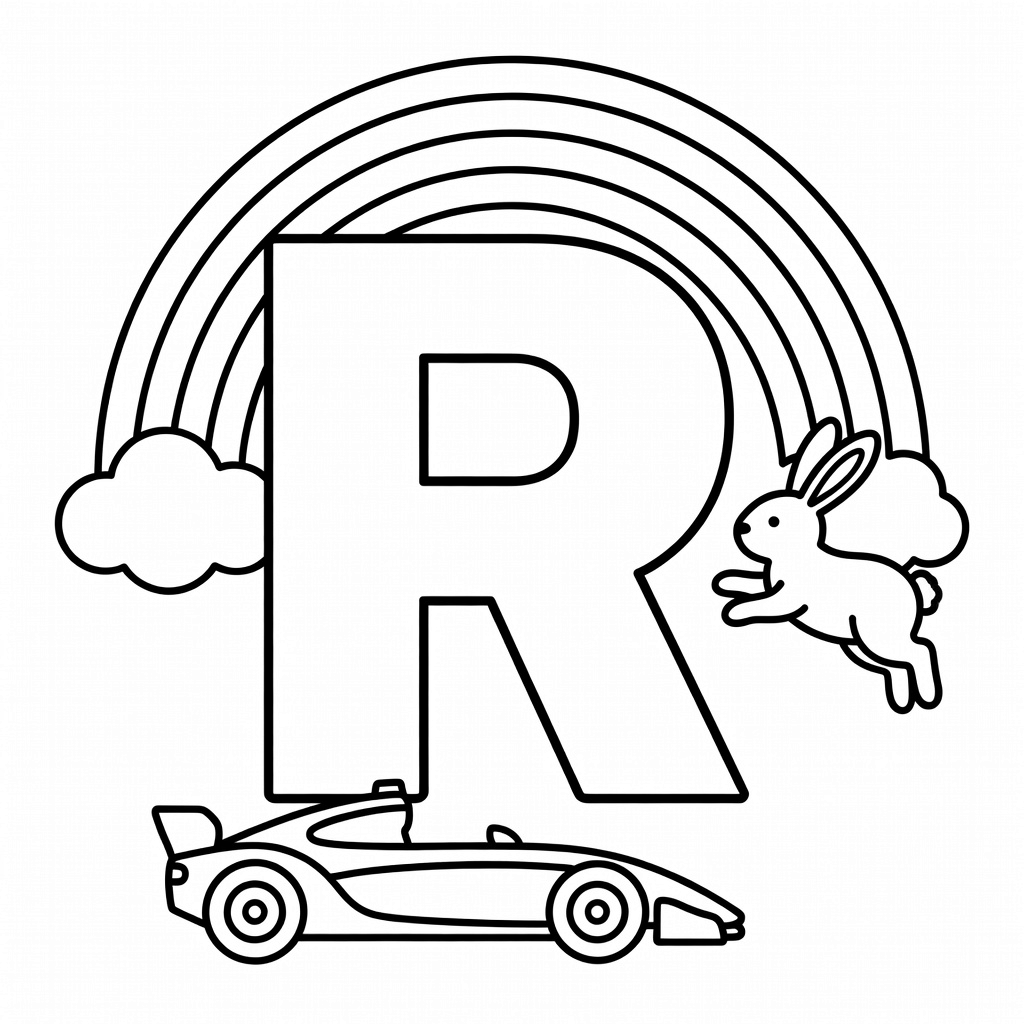 Letter R coloring page