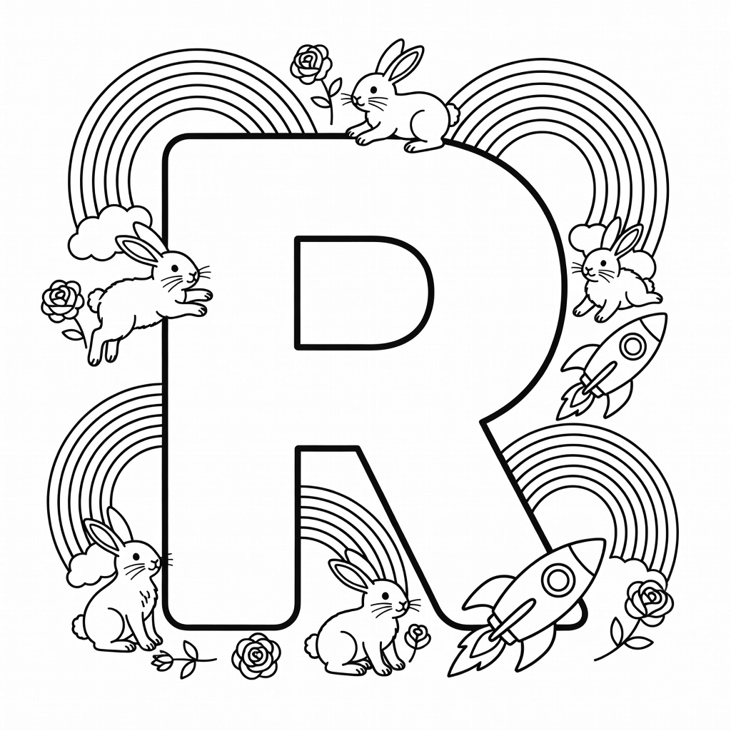 Letter R coloring page