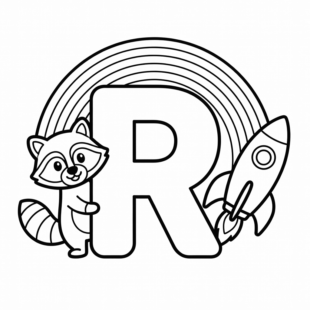 Letter R coloring page