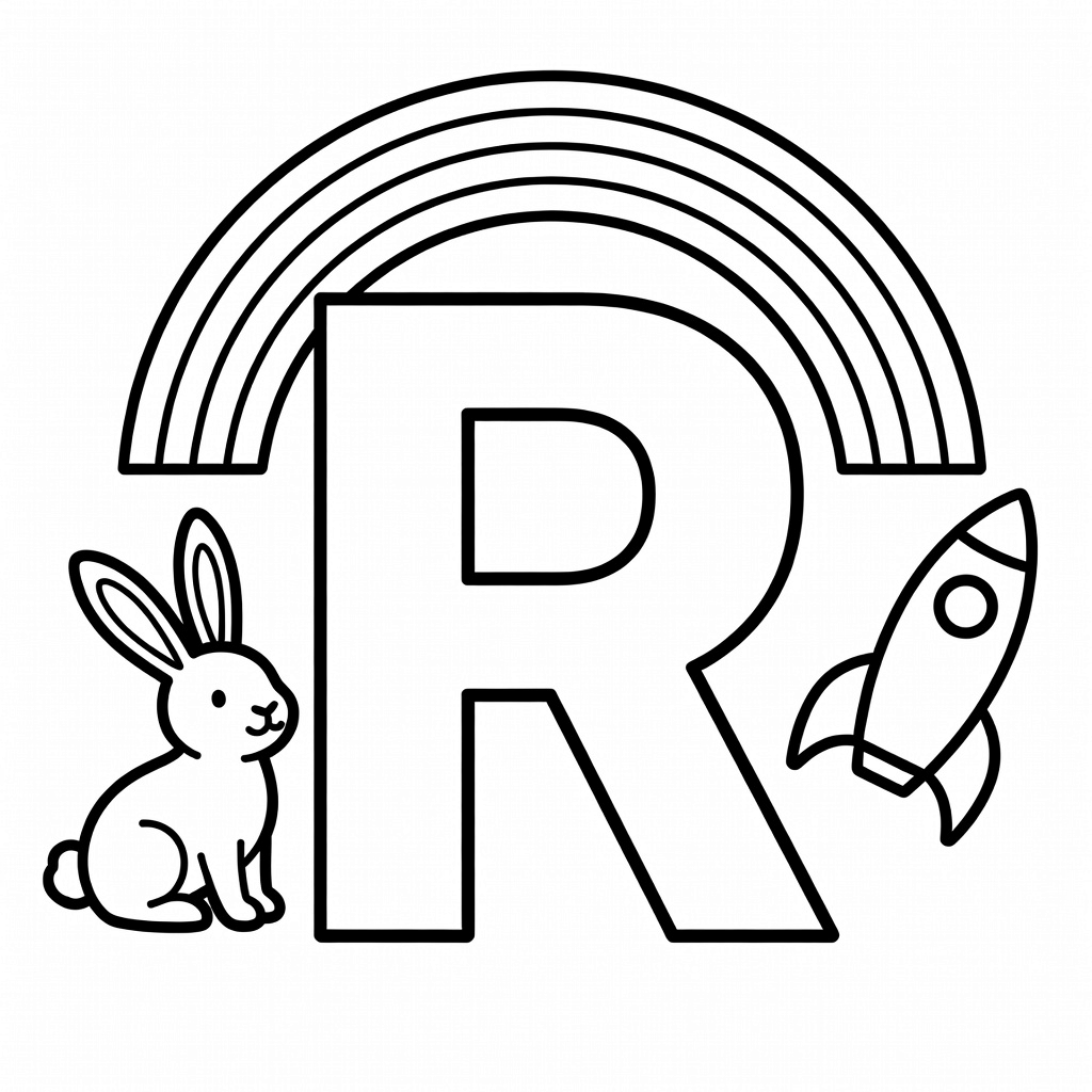 Letter R coloring page