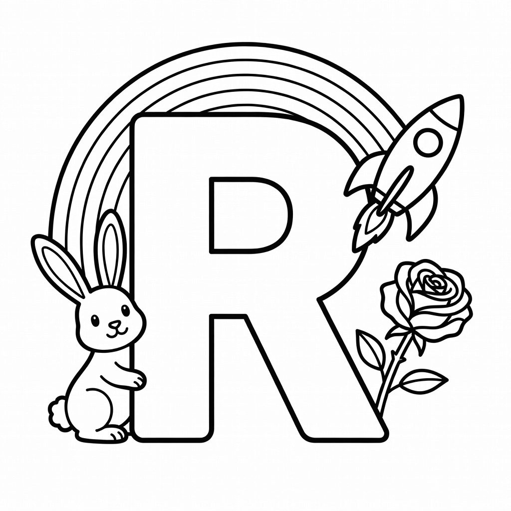 Letter R coloring page