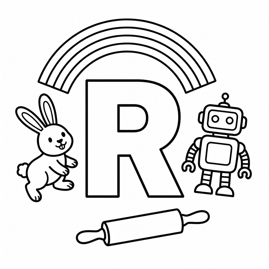 Letter R coloring page