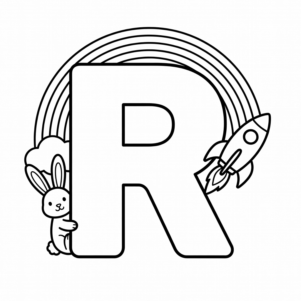 Letter R coloring page