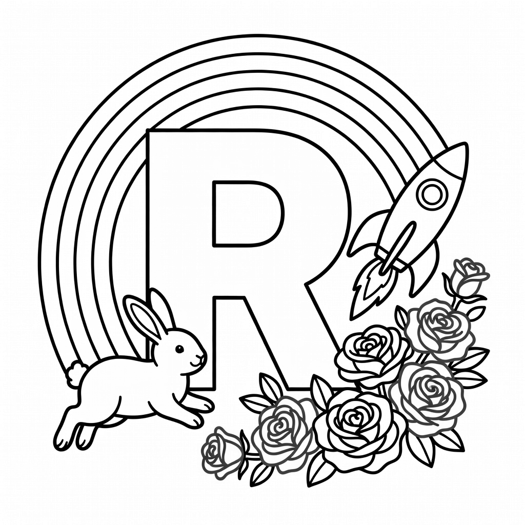 Letter R coloring page