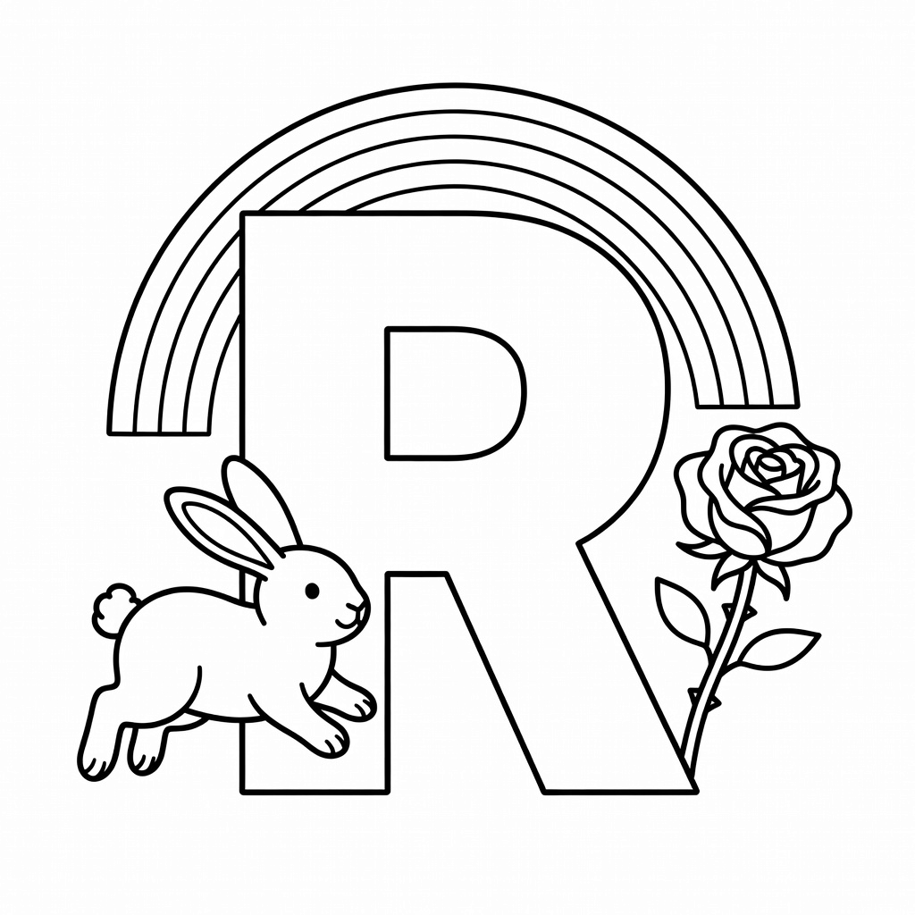 Letter R coloring page