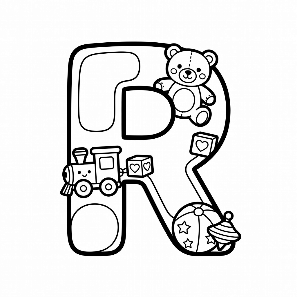 Letter R coloring page