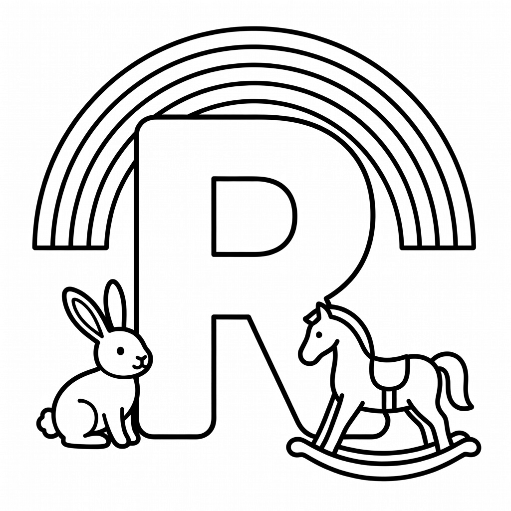 Letter R coloring page