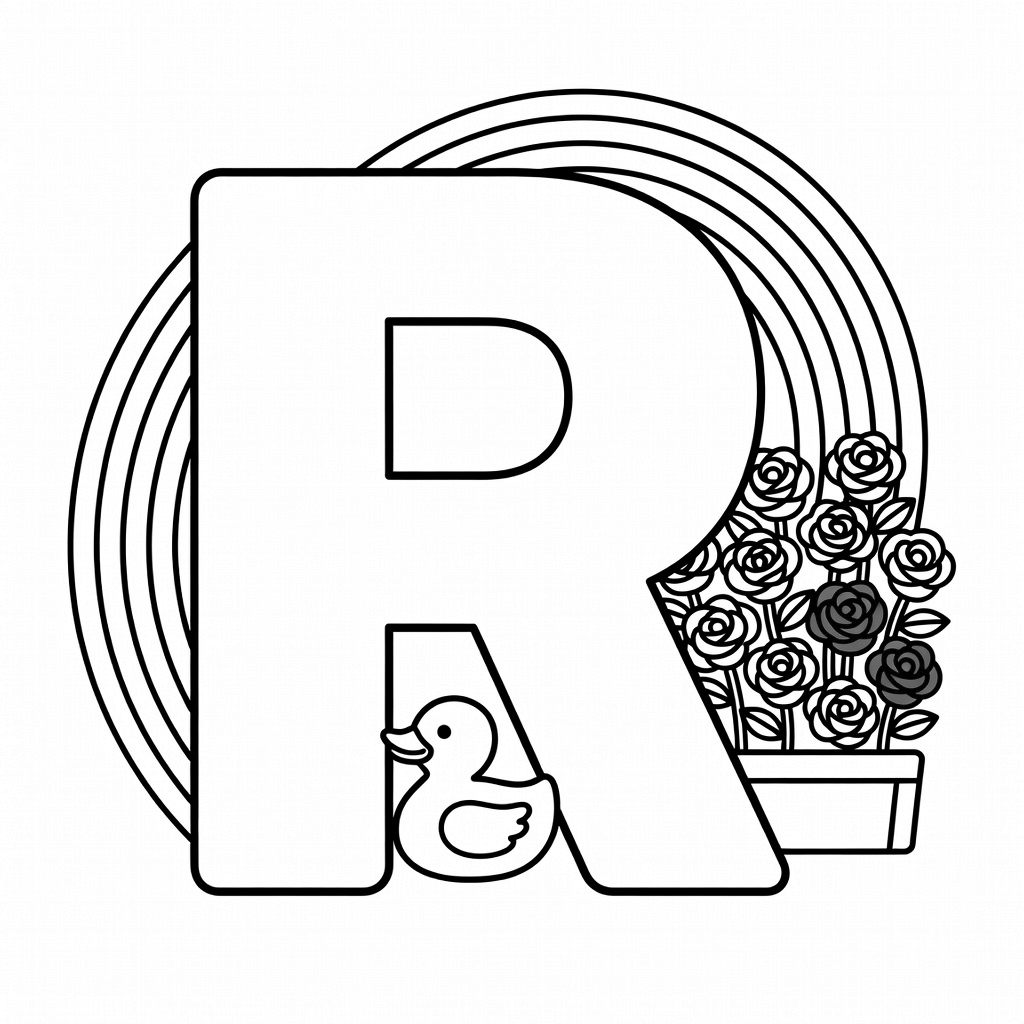 Letter R coloring page