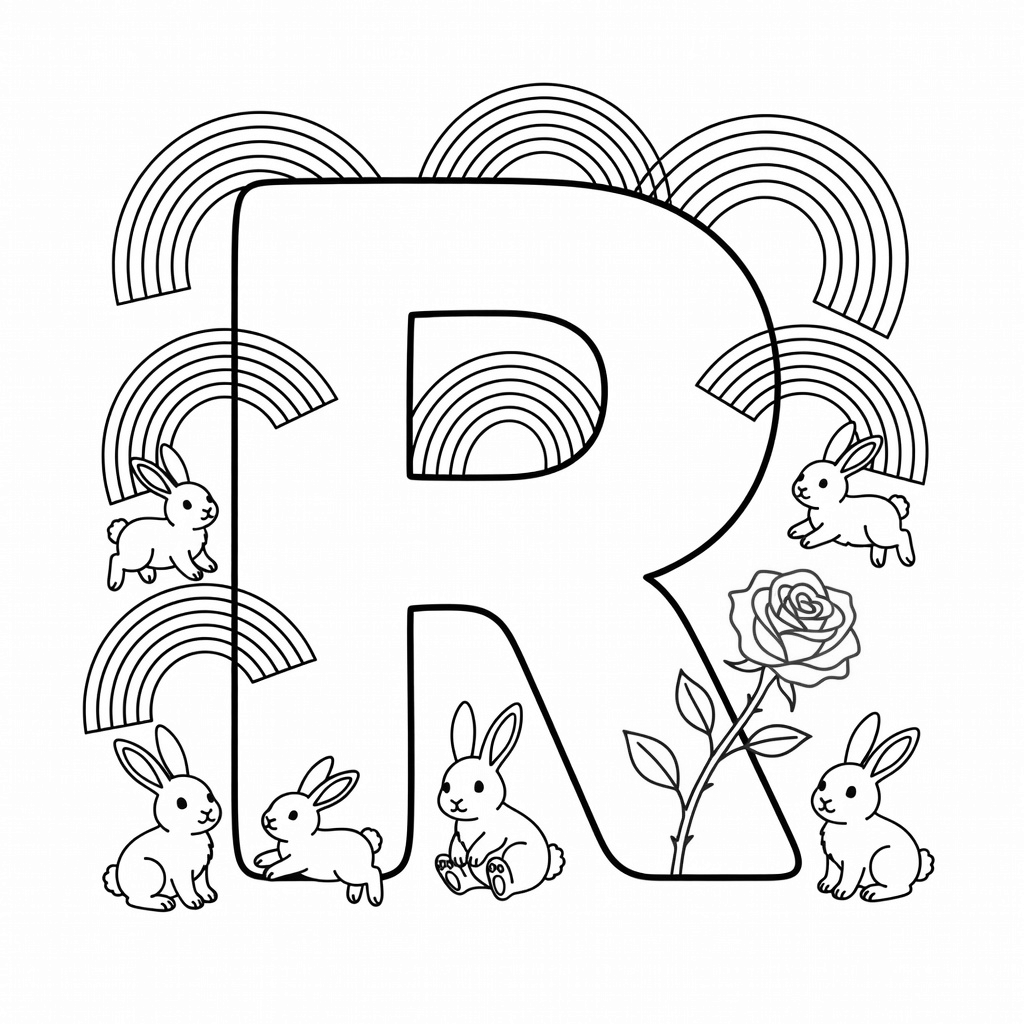 Letter R coloring page