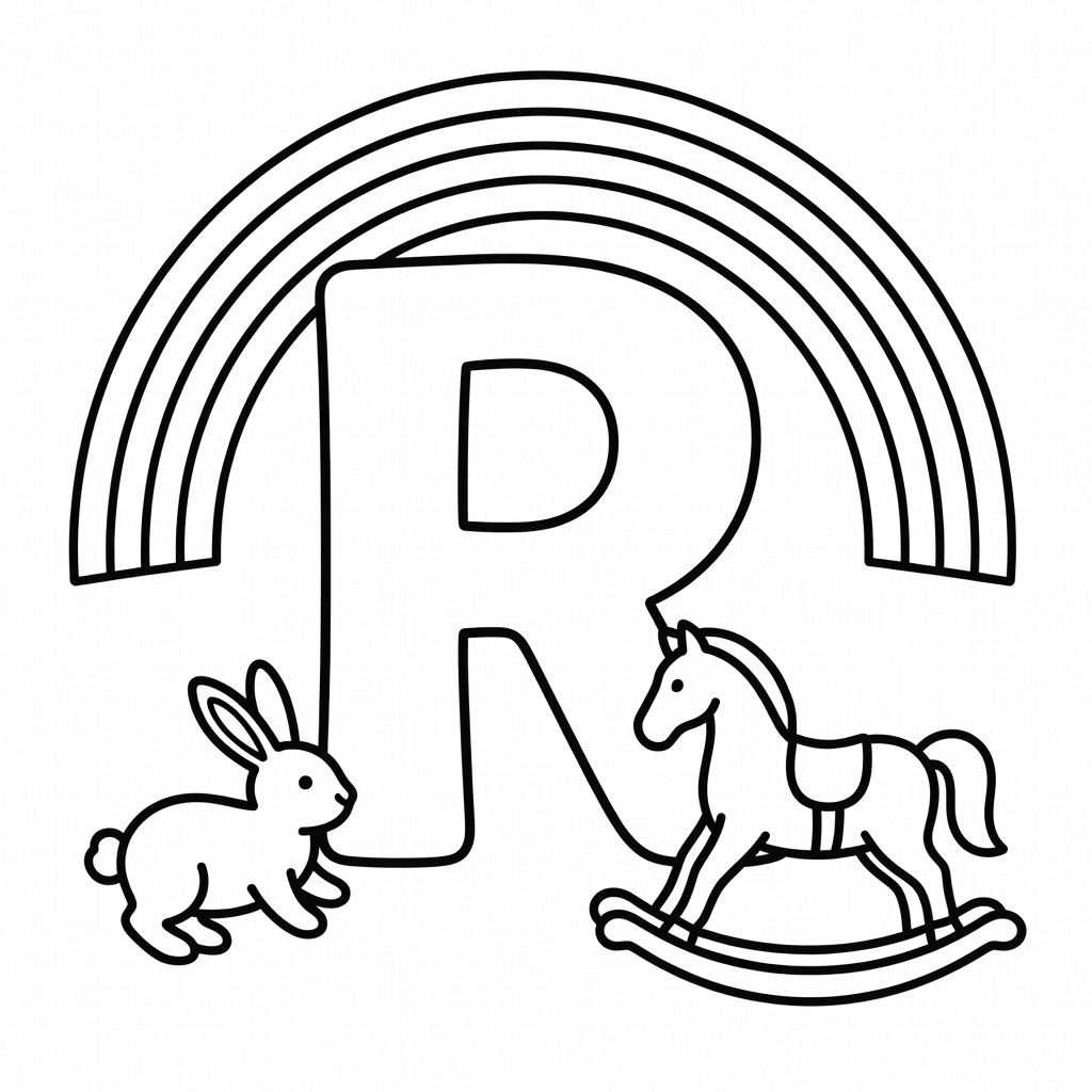 Letter R coloring page