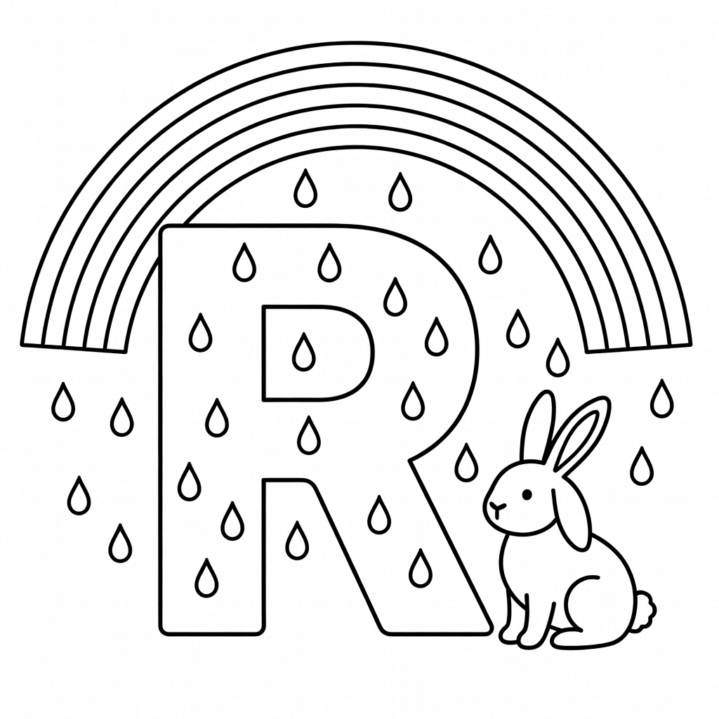 Letter R coloring page