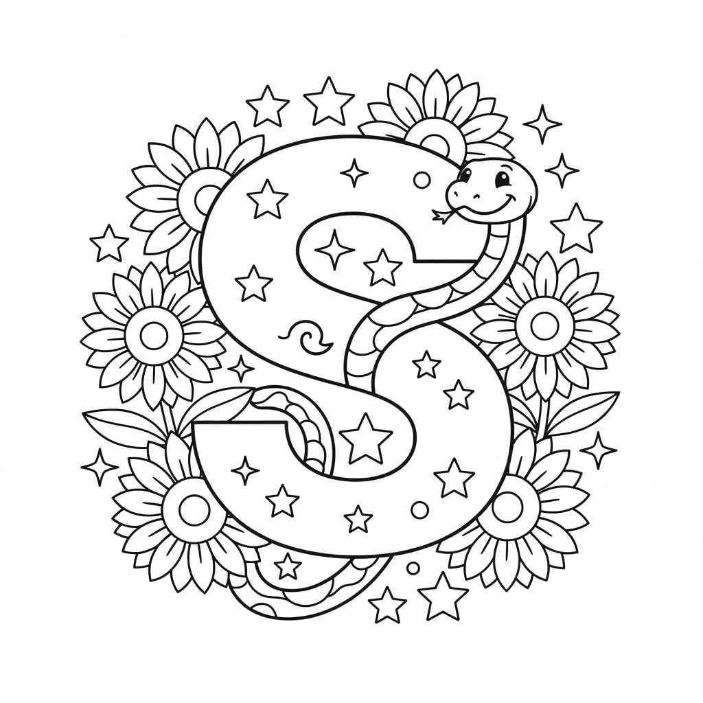 Letter S coloring page